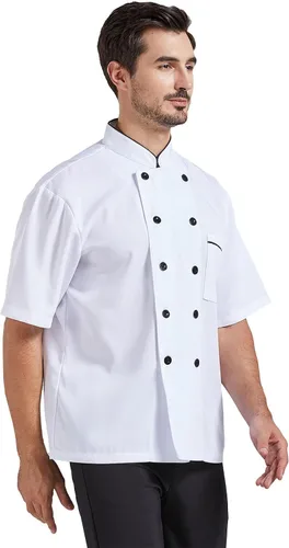 Vista 2 de Nanxson Chaqueta de chef unisex de manga cortalarga para hombres y mujeres CFM0001