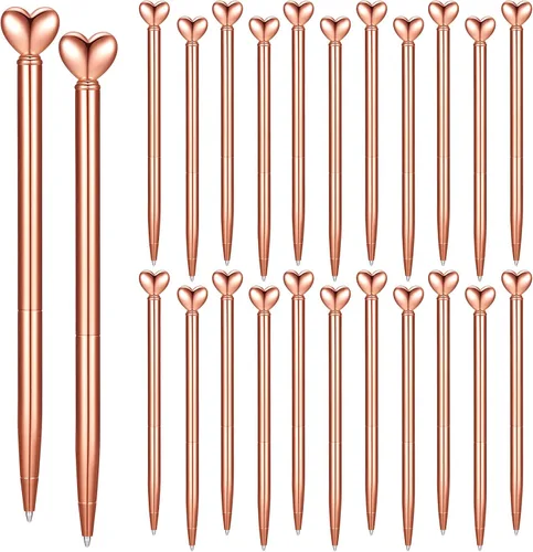 Vista 12 de Thenshop 24 piezas de bolígrafos con forma de corazón retráctiles de metal, lindos bolígrafos de 1.0 mm, tinta negra, bolígrafos de bola