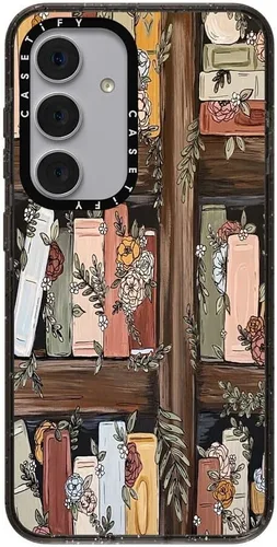 Vista 131 de CASETiFY Funda de impacto para Galaxy S22+ - Adhesivo Aries Moross, color negro transparente