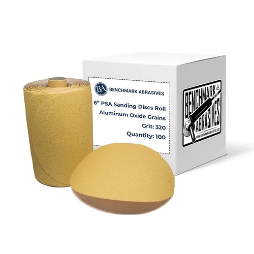 Vista 8 de Benchmark Abrasives PSA Gold - Discos de lijado autoadhesivos de 6 pulgadas con granos de óxido de aluminio, papel de lija DA automotriz, rollo