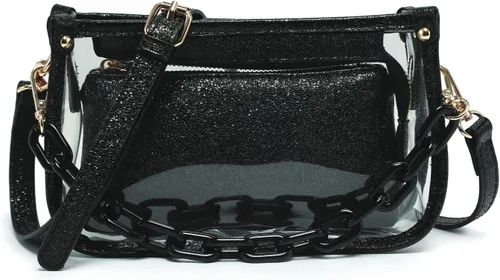 Vista 21 de Jessica - Bolso vegano transparente para mujer, aprobado por estadios, bolsos cruzados para conciertos, eventos deportivos
