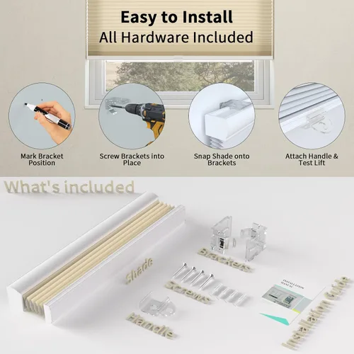 Vista 7 de MYshade CEL19BE36C - Persianas sin cordones y celulares para ventanas interiores con filtro de luz de 1.5 pulgadas de celda de nido de abeja, tela