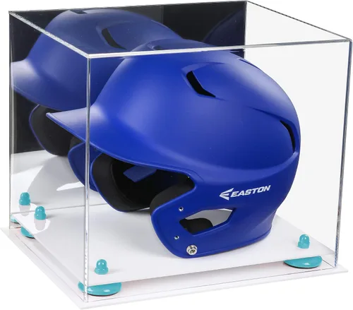 Vista 121 de Better Display Cases Vitrina acrílica para casco de bateo de béisbol con espejo, elevadores rosados, montaje en pared y base de espejo (V22/A012)