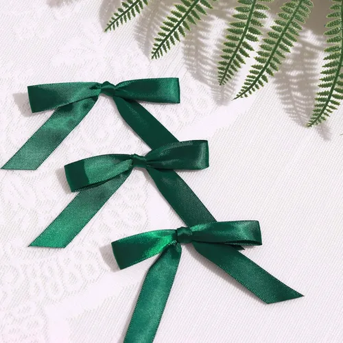 Vista 6 de Efavormart - 50 lazos de cinta preatados de satén verde esmeralda cazador de 3 pulgadas, cesta de regalo, decoración de bolsas de recuerdo