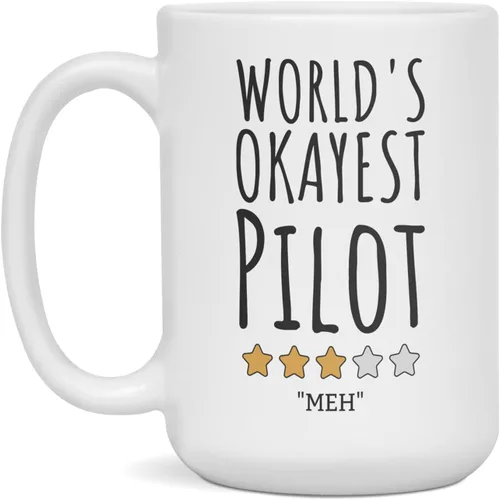 Vista 3 de World's Okayest Pilot - Taza piloto tazas, 11 onzas, color blanco