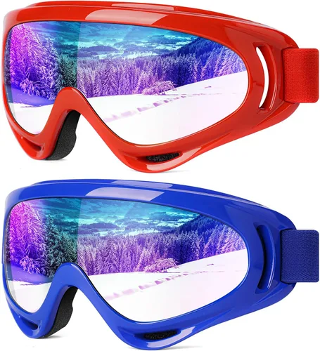 Vista 10 de Braylin Paquete de 2 gafas de esquí de nieve, gafas de snowboard para hombres, mujeres, jóvenes, niños, niños o niñas, gafas de moto de nieve