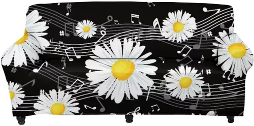 Vista 10 de Horeset Funda elástica para sofá de 1 cojín, diseño floral colorido con espuma antideslizante y parte inferior elástica