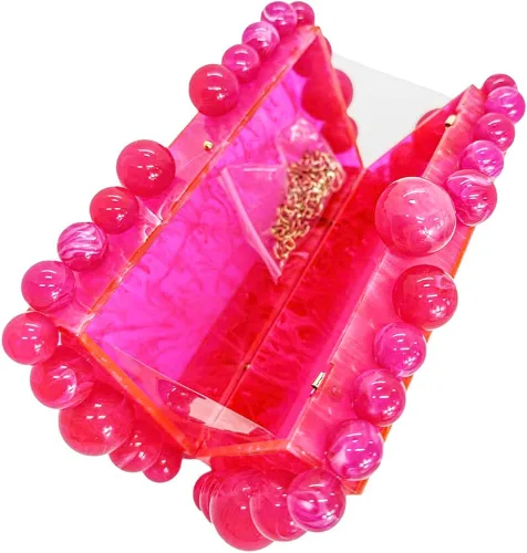 Vista 7 de CUXVA Bolso de mano de acrílico para mujer, bolso de mano de mármol con purpurina para boda, cóctel, fiesta, baile de graduación..