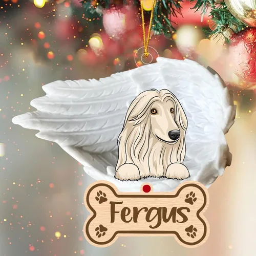 Vista 58 de Adorno de perro afgano de 1 ángel, adorno acrílico 2D personalizado conmemorativo para perros, regalo por pérdida de mascotas, regalo