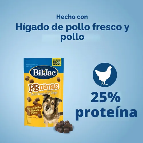Vista 3 de Bil-Jac PB-Nanas The Soft Treat Dogs Can't Stop Begging for Primer ingrediente de pollo real, mantequilla de maní y sabor a plátano, recompensas