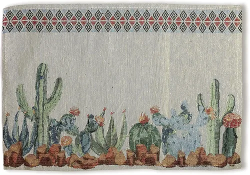 Vista 3 de Juego de 4 manteles individuales de acuarela de cactus y suculentas (juego de 4) (13 x 19 pulgadas), manteles individuales tejidos inspirados