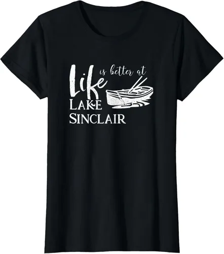 Vista 49 de Life is Better at Lake Sinclair Georgia Camiseta Negro