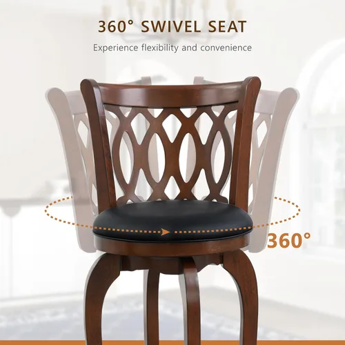 Vista 5 de Homelegance Taburetes giratorios tapizados de altura de barra con respaldos, Taburetes de bar de cuero sintético, 30 pulgadas de altura del asiento