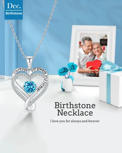 Vista 3 de Jewelry for Women Wife Infinity Heart Birthstone I Love You Necklace S925 Anniversary Women Necklaces for Her Wife Birthday Gift Ideas, Birthday