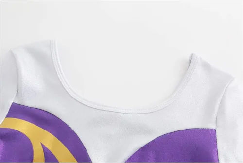 Vista 4 de Leotardos de gimnasia de manga larga para niñas, diseño de remolino dorado brillante