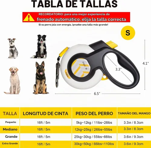 Vista 5 de FIDA AutoBrake - Correa retráctil para perro. Diseño patentado avanzado para controlar el tirón del perro, correa resistente de 16 pies sin tirón