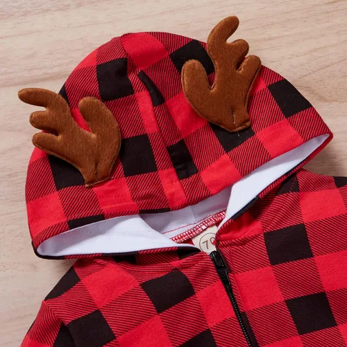 Vista 5 de CMJYYHKY My Frist Christmas Baby Plaid Clothes Cute Infant One Piece Romper Antlers Christma Toddler Outfits
