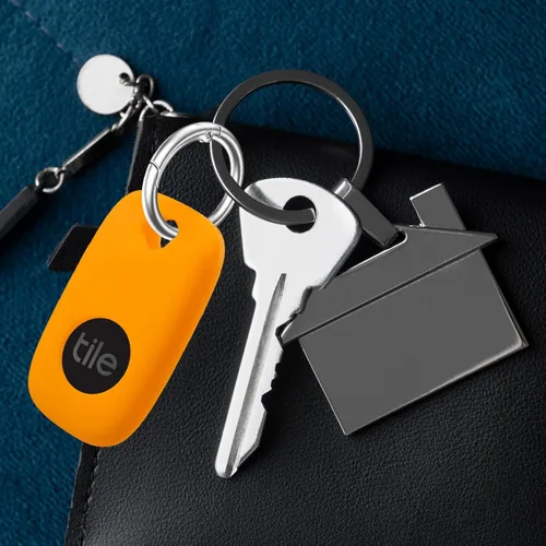 Vista 5 de Funda de silicona para Tile Pro 2022 con llavero, paquete de 2 fundas protectoras antiarañazos con mosquetón (negro/naranja)