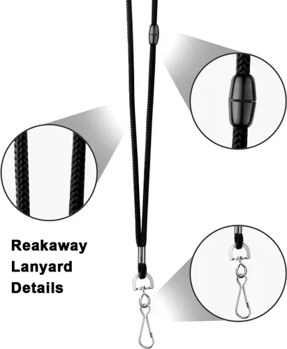 Vista 5 de Paquete de 100 cordones para tarjetas de identificación con soporte Breakaway Negro