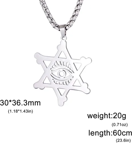 Vista 12 de EUEAVAN Collar con dije de estrella de David contra el mal de ojo de seis puntas con dije de estrella de David, hexagrama demoníaco religioso