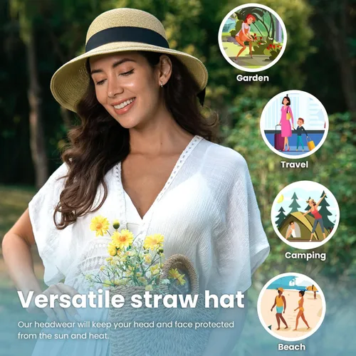 Vista 6 de Verabella - Sombreros de sol para mujer ligeros, plegables y fáciles de empacar para playa, FPU 50+