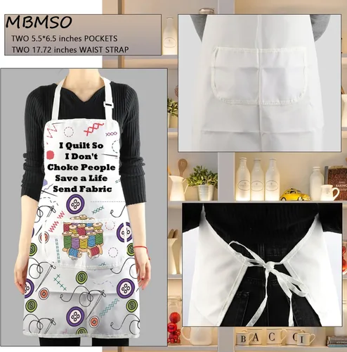 Vista 3 de MBMSO Delantales de costura para mujer con bolsillos, acolchados, regalos I Quilt So I Don't Choke People Regalos para alcantarillas y colchas