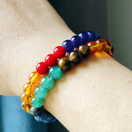 Vista 11 de Pulseras de triple protección con piedra de ojo de tigre de obsidiana negra con hematita para hombres y mujeres, pulsera de piedra curativa