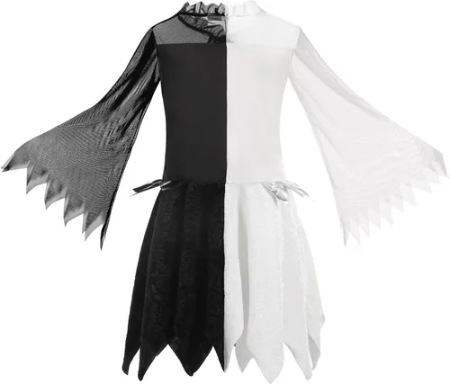 Vista 3 de Vestido de ángel caído de Halloween para niñas, disfraz de ángel oscuro con diadema y alas