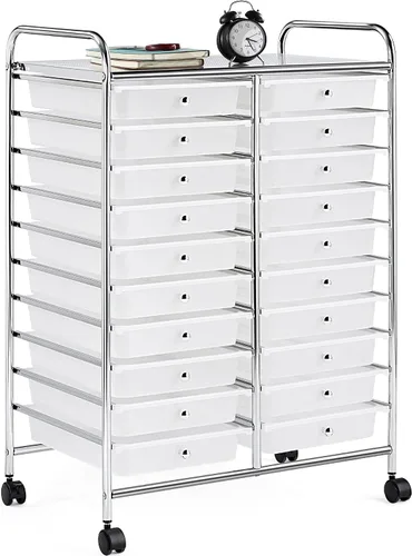 Vista 16 de Topeakmart Organizador de carrito con ruedas de 12 cajones, cajones de almacenamiento de plástico, carrito utilitario, 360 ruedas, color negro