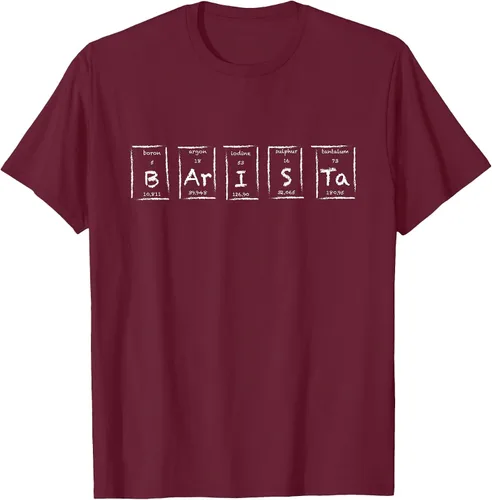 Vista 48 de Barista Espresso Latte Cappuccino Coffee Periodic Table T-Shirt Asphalt Grey