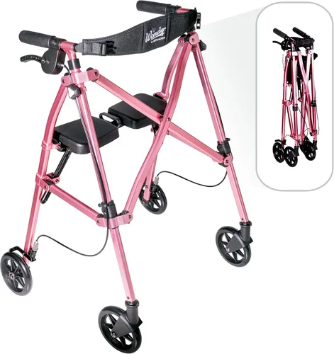 Vista 8 de Andador plegable con espacio para guardar Stander, andador rodante ligero con asiento para personas mayores y adultos, ayuda de movilidad de 4