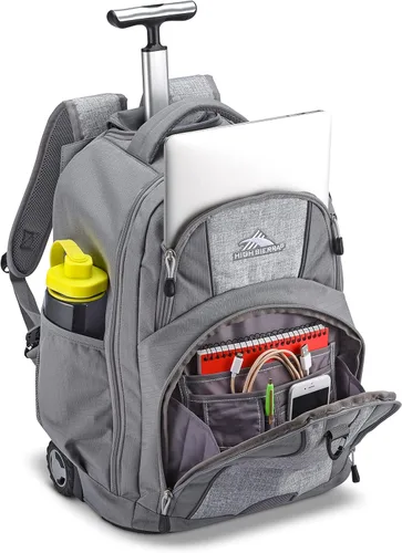 Vista 4 de High Sierra Freewheel - Mochila para portátil con ruedas, color plateado jaspeado, 20.5 x 13.5 x 8 pulgadas Plateado combinado