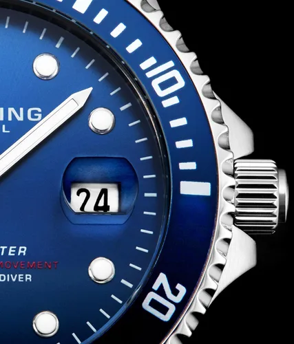 Vista 5 de Stuhrling Original DEPTHMASTER Reloj de buceo profesional automático de acero inoxidable para hombre, 656.2 ft resistente al agua, pulsera cepillada