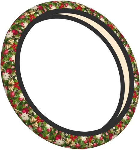 Vista 3 de Funda para volante navideña universal de 15 pulgadas, accesorio para automóvil, protector para mujeres y hombres