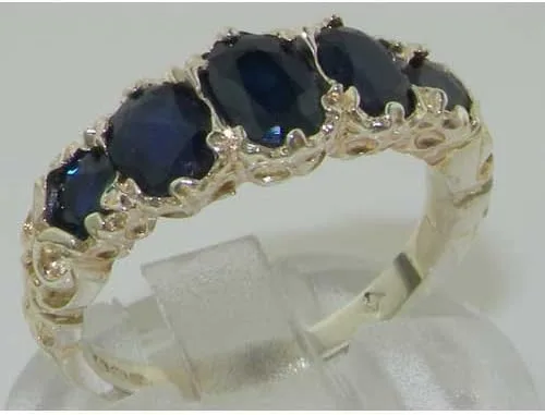 Vista 5 de Anillo de plata de ley 925 auténtica auténtica zafiro para mujer