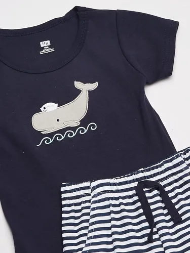 Vista 2 de Hudson Baby - Conjunto unisex de body, pantalones cortos de algodón y zapatos para bebé