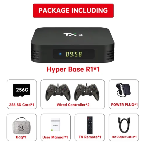 Vista 7 de Retro Game Console Built-in 90,000+ Classic Games, 4K HD Plug and Play Video Game Console, Hyper Base R1 Emulator Console 70+ Emulator Compatible