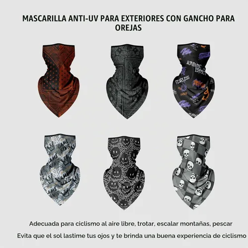 Vista 6 de Protector solar para colgar la oreja, protección UV, transpirable, bufanda elástica antideslizante, máscara facial Estilo A+e