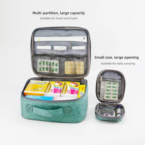 Vista 2 de TOPASION Bolsas de primeros auxilios vacías, bolsa de medicina para viajes, bolsa organizadora de suministros médicos, kit portátil para viajar