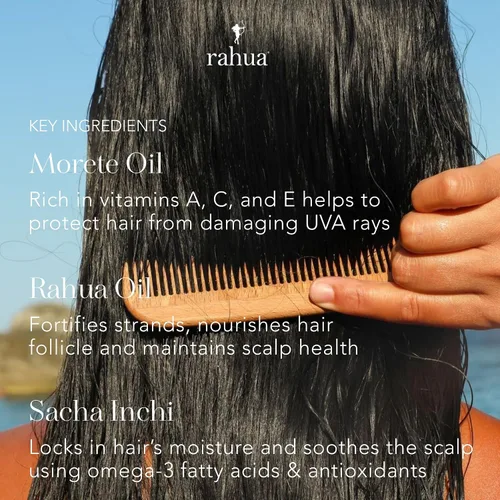 Vista 3 de Rahua Desenredante de hidratación + barrera UV, espray sin enjuague para todo tipo de cabello, protector térmico vegano y niebla antiencrespamiento