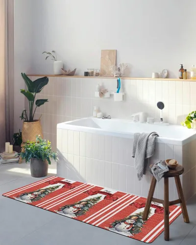 Vista 4 de Tapete de baño de Navidad para bañera, antideslizante, de secado rápido y absorbente, tierra de diatomeas, fregadero, dormitorio, cocina, lavable