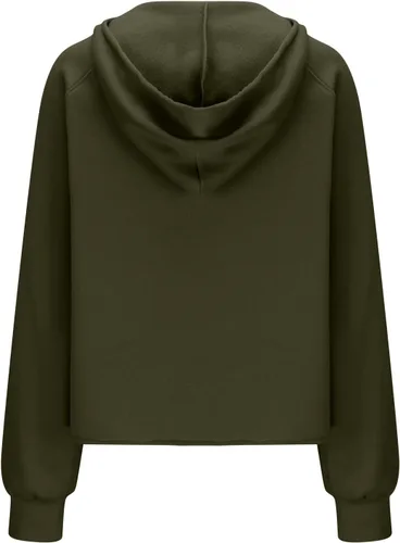 Vista 3 de JEGULV Sudadera con media cremallera para mujer, de gran tamaño, manga larga, recortada, con bolsillos, ropa de otoño e invierno