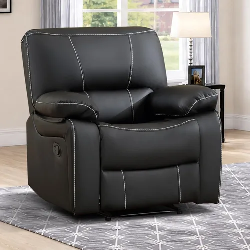 Vista 8 de EBELLO Silla reclinable manual de piel sintética, con respaldo cómodo y respaldo reclinable, muebles de primera calidad para sala de estar, muebles