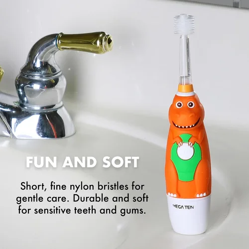 Vista 4 de Brilliant Oral Care Kids Sonic - Cabezales de repuesto suaves para niños a partir de 5 años, naranja, paquete de 2