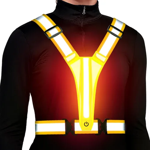 Vista 7 de Chaleco reflectante para correr con luz LED, chaleco reflectante recargable de alta visibilidad Bule