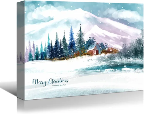 Vista 17 de BANHUA1 Lienzo decorativo de pared de Navidad, pósteres de pintura para decoración del hogar, arte de pared, impresiones en lienzo HD