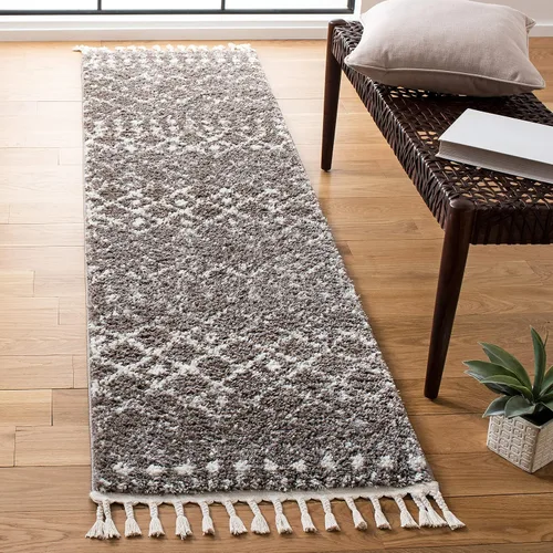 Vista 12 de SAFAVIEH Berber Fringe Shag Collection - Alfombra decorativa de 2 pies 2 pulgadas x 4 pies, color crema y azul, diseño, no desprende pelusa