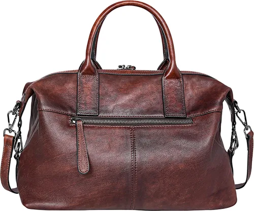 Vista 4 de Iswee - Bolso de hombro de cuero genuino, bolso tote con diseño de morral, con asa superior, bolso de gran capacidad, bolso cruzado