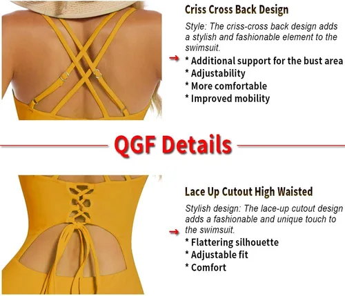 Vista 5 de Traje de baño de una pieza mejorado para mujer, trajes de baño con control de abdomen, diseño único sexy con espalda cruzada, traje de baño fruncido