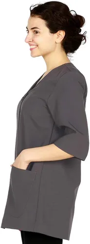 Vista 3 de Judi - Bata de salón profesional, chaqueta de estilista, uniforme de cosmetología, a prueba de lejía